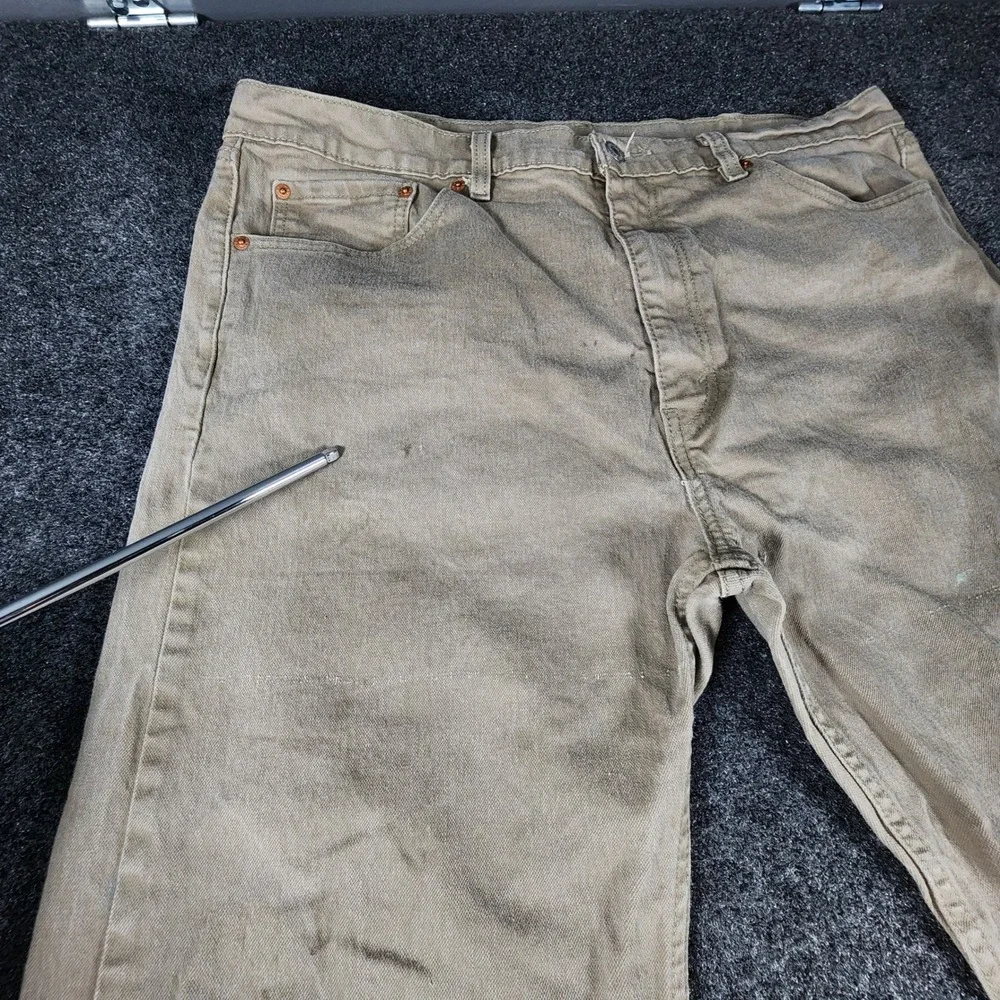 Levi's 505 Regular Fit Jeans Mens 40x32 Khaki Tan Straight Leg Denim Pants
